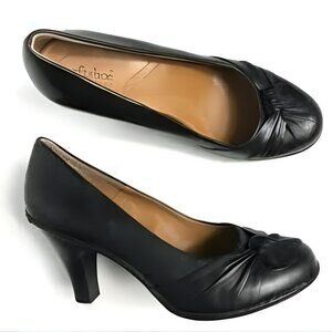 Soft Shoe Medicus Soft Twist Knot Black Leather Dress Work Pumps Loafer Heels 11